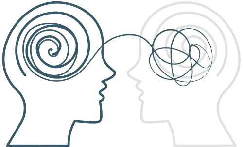 Imagen decorativa de dos personas conectando mentalmente